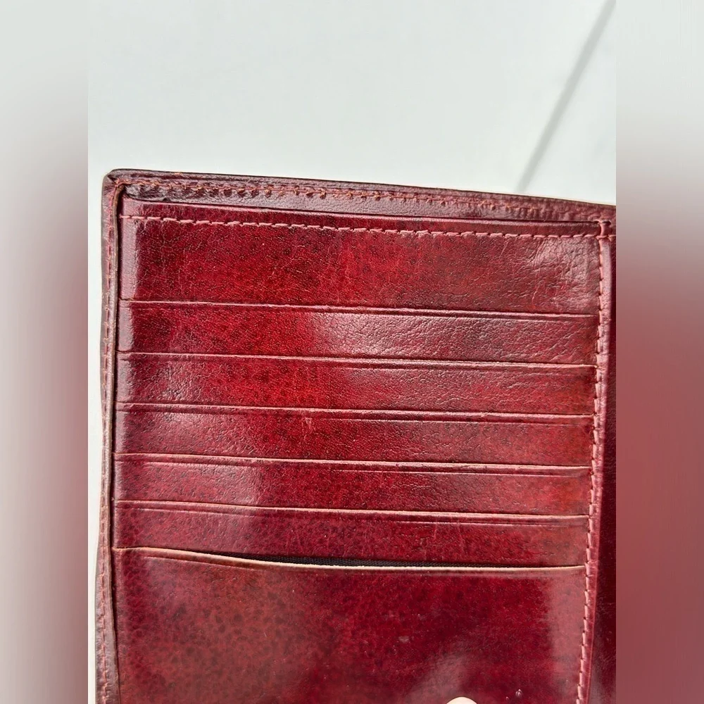 Bosca Bi-fold Wallet/ Red Hand stained hide
